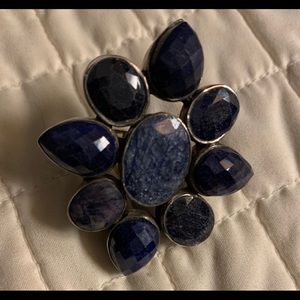 Silver and labradorite ring.